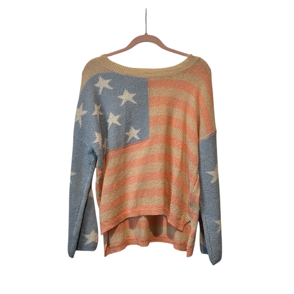 POL Star and Stripe Sweater - Blue and Tan